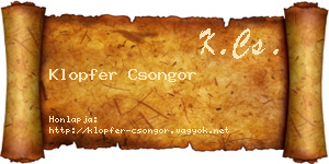 Klopfer Csongor névjegykártya